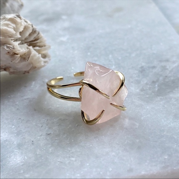 Estrella & Luna Jewelry - Raw Rose Quartz Ring